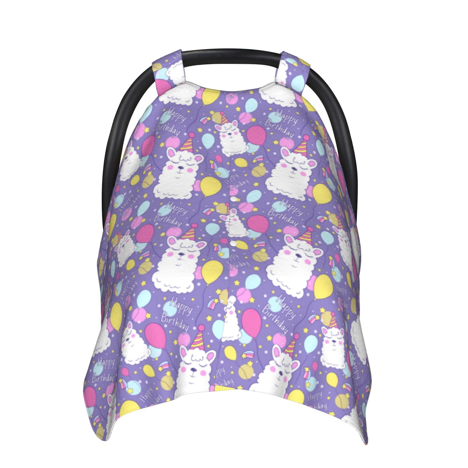 Car Seat Cover Baby - Happy Birthday Alpaca Balloon Breathable Infant Car Seat Cover for Baby Carseat, Lightweight Comfort Baby Essentials Must Haves Newborn Stuff for Girl Boy