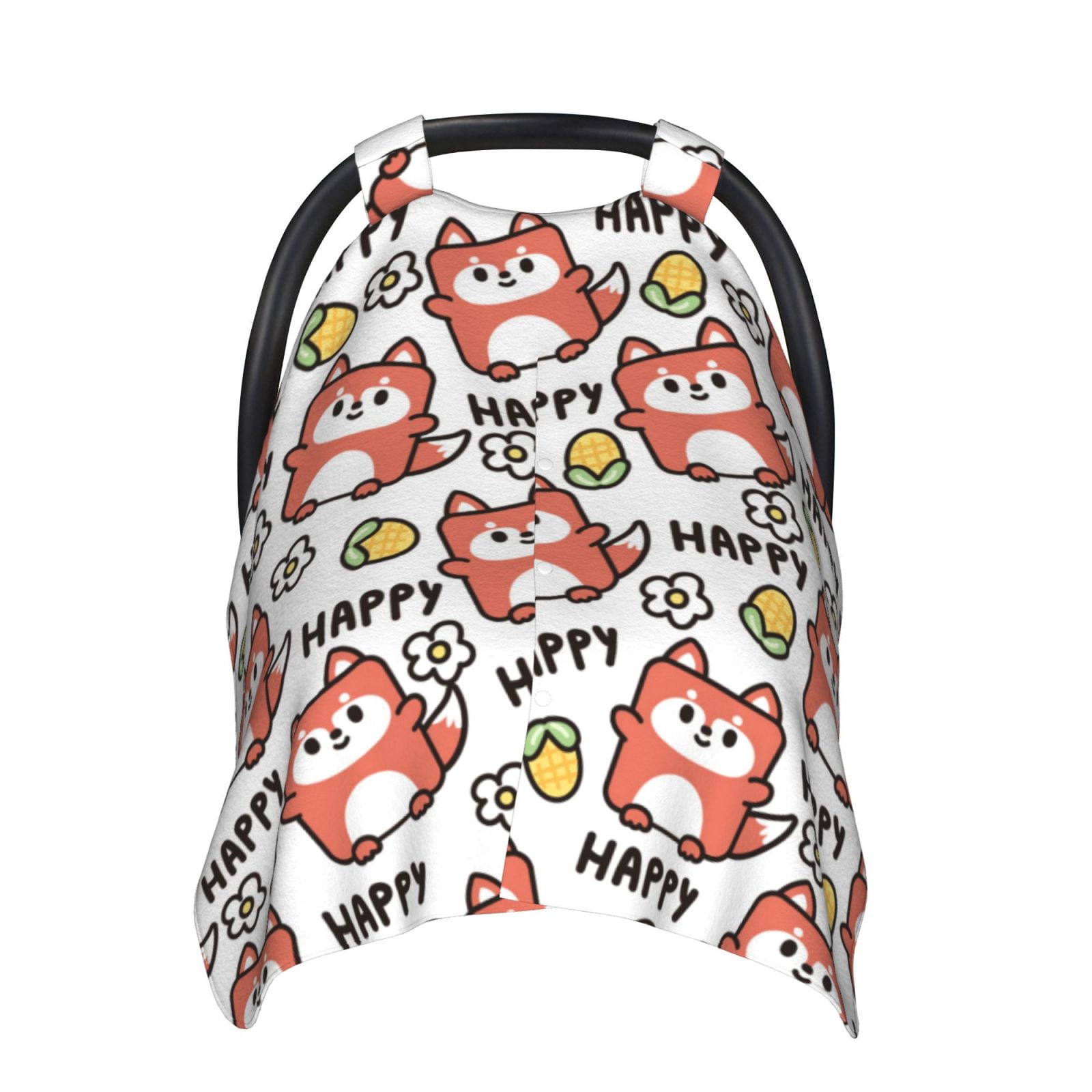 Car Seat Cover Baby - Happy Foxy Faces Breathable Infant Car Seat Cover for Baby Carseat, Lightweight Comfort Baby Essentials Must Haves Newborn Stuff for Girl Boy