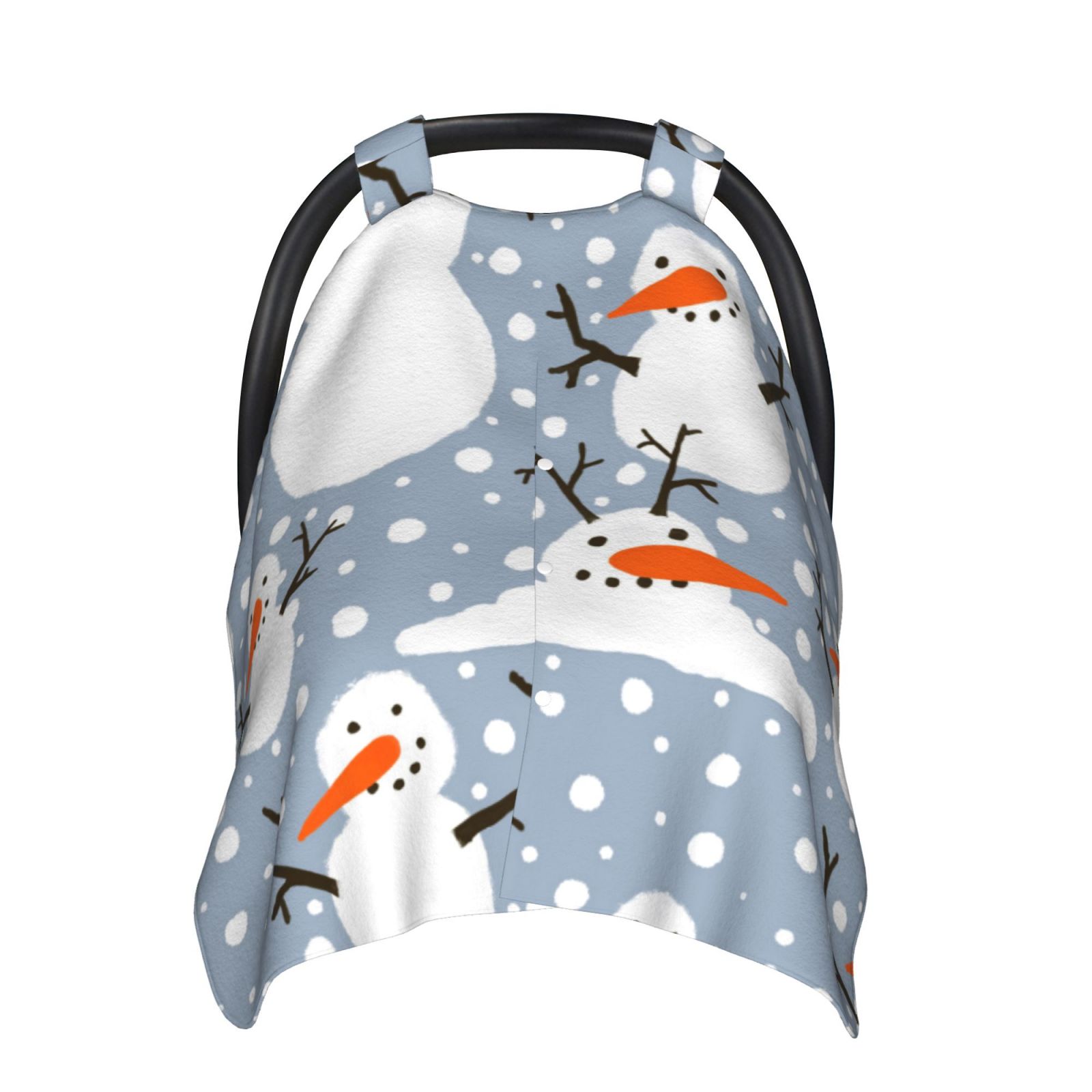 Car Seat Cover Baby - Happy Snowmen Snowfall Breathable Infant Car Seat Cover for Baby Carseat, Lightweight Comfort Baby Essentials Must Haves Newborn Stuff for Girl Boy