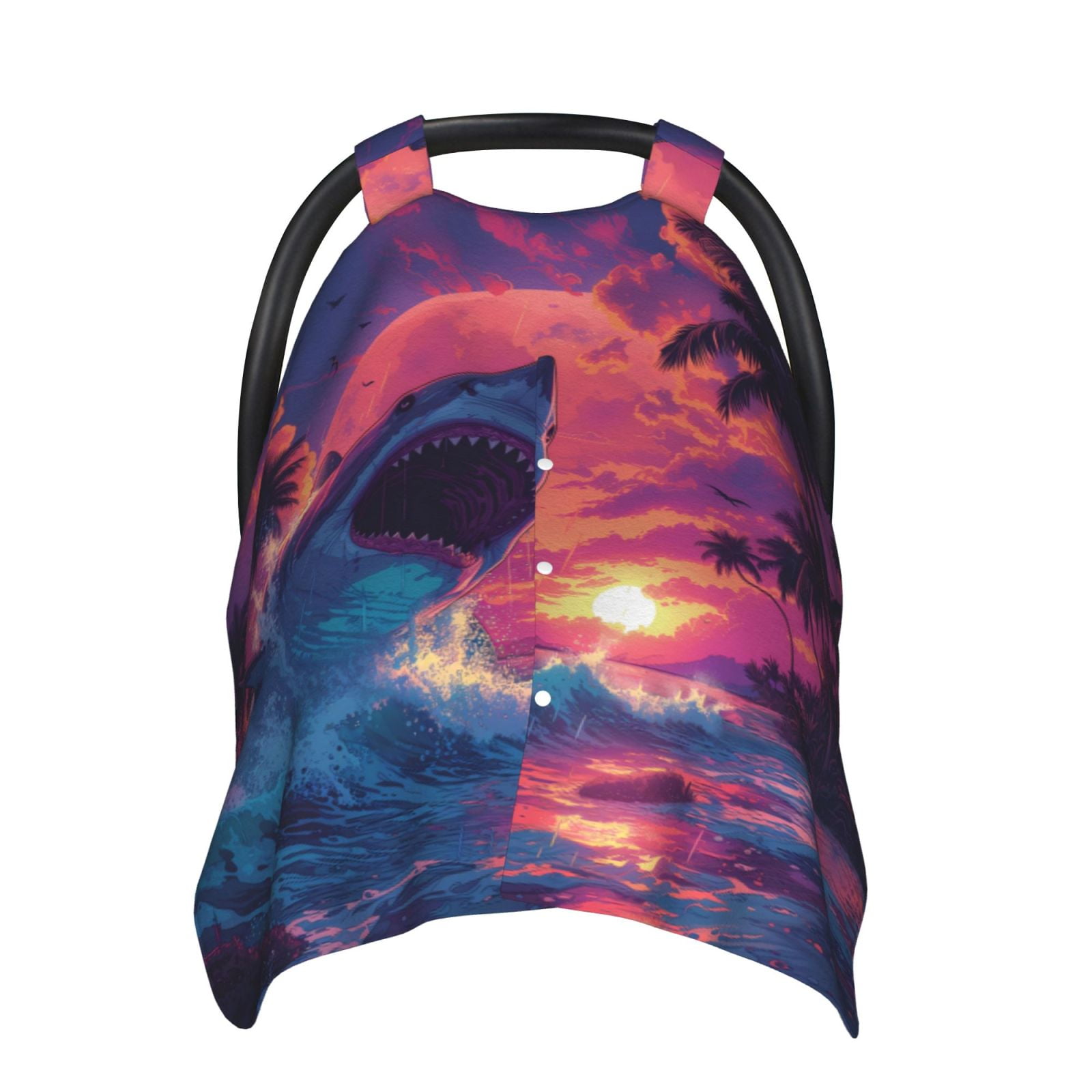 Car Seat Cover Baby - Hawaiian Island Beach Shark Breathable Infant Car Seat Cover for Baby Carseat, Lightweight Comfort Baby Essentials Must Haves Newborn Stuff for Girl Boy