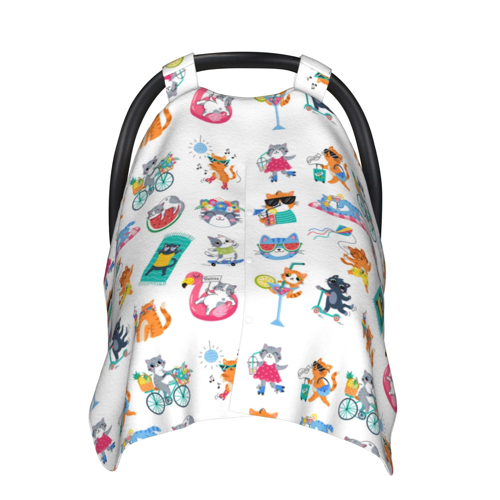 Car Seat Cover Baby - Hello Summer Cat Breathable Infant Car Seat Cover for Baby Carseat, Lightweight Comfort Baby Essentials Must Haves Newborn Stuff for Girl Boy