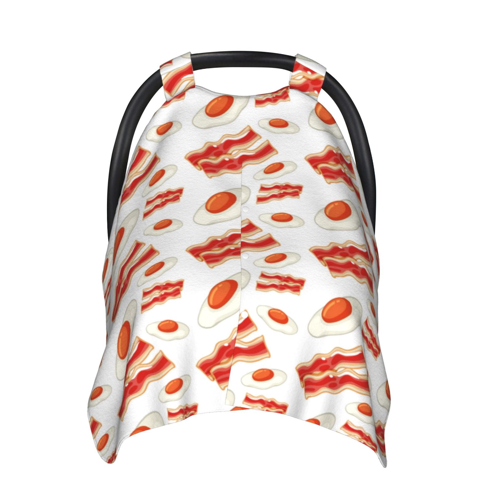 Car Seat Cover Baby - Hobo Eggs Bacon Print Red White Breathable Infant Car Seat Cover for Baby Carseat, Lightweight Comfort Baby Essentials Must Haves Newborn Stuff for Girl Boy
