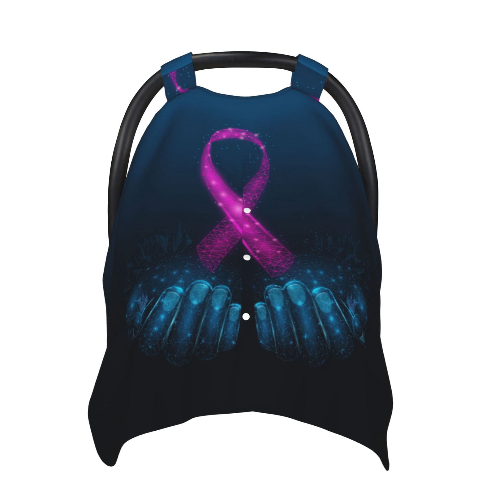 Car Seat Cover Baby - Human Hands Holds Pink Ribbon Awareness Breathable Infant Car Seat Cover for Baby Carseat, Lightweight Comfort Baby Essentials Must Haves Newborn Stuff for Girl Boy