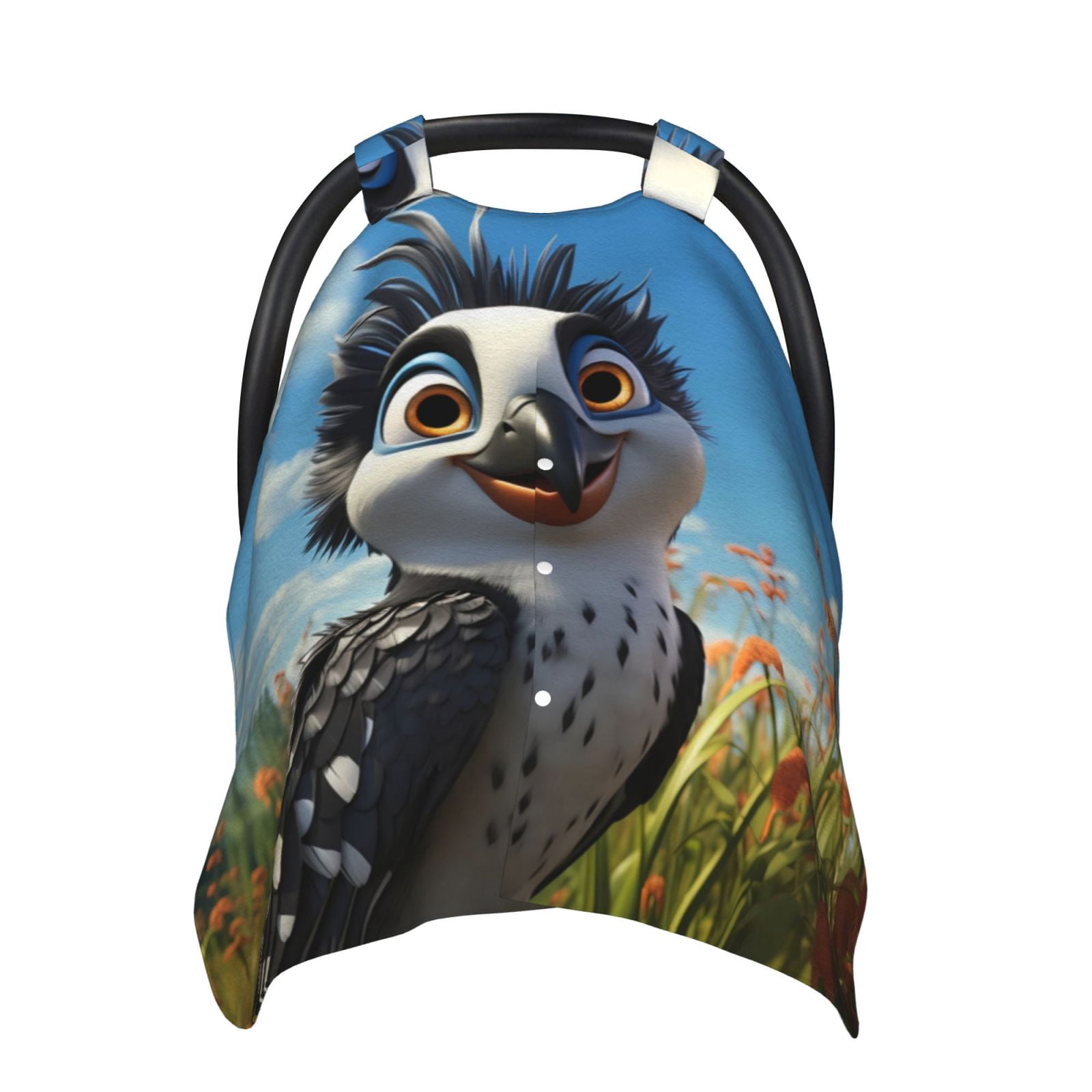 Car Seat Cover Baby - Joyful Animated Bird Breathable Infant Car Seat Cover for Baby Carseat, Lightweight Comfort Baby Essentials Must Haves Newborn Stuff for Girl Boy