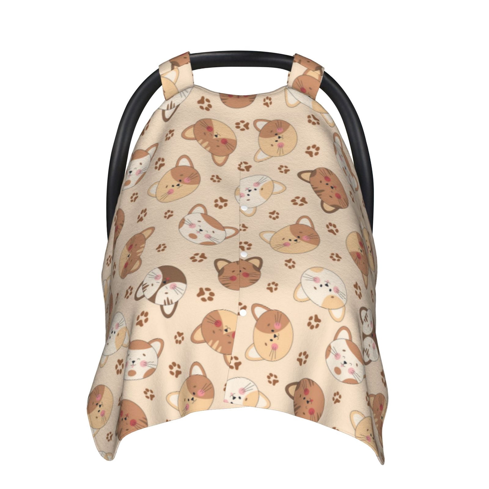 Car Seat Cover Baby - Kawaii Cartoon Cat Face Breathable Infant Car Seat Cover for Baby Carseat, Lightweight Comfort Baby Essentials Must Haves Newborn Stuff for Girl Boy