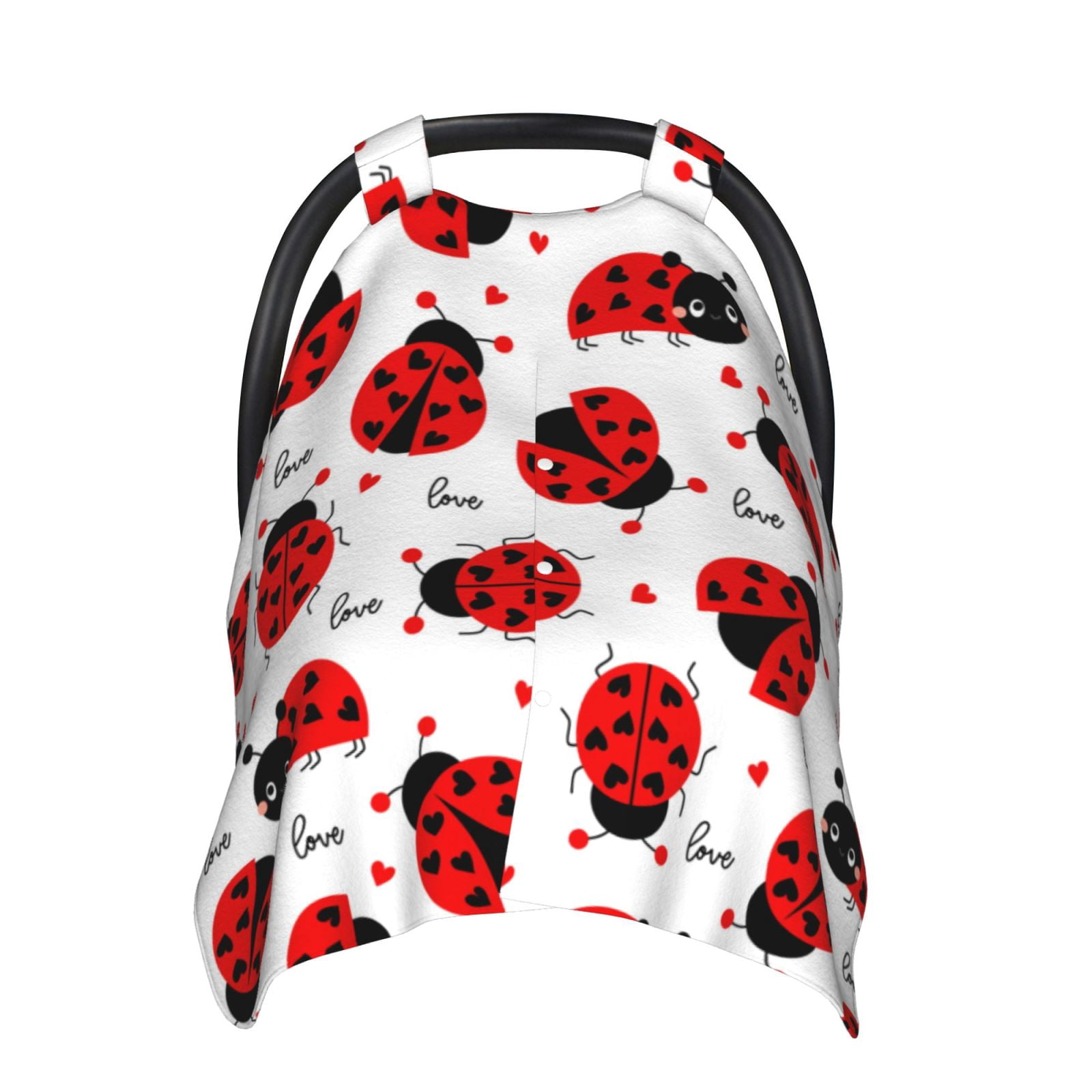 Car Seat Cover Baby - Ladybug And Heart Breathable Infant Car Seat Cover for Baby Carseat, Lightweight Comfort Baby Essentials Must Haves Newborn Stuff for Girl Boy