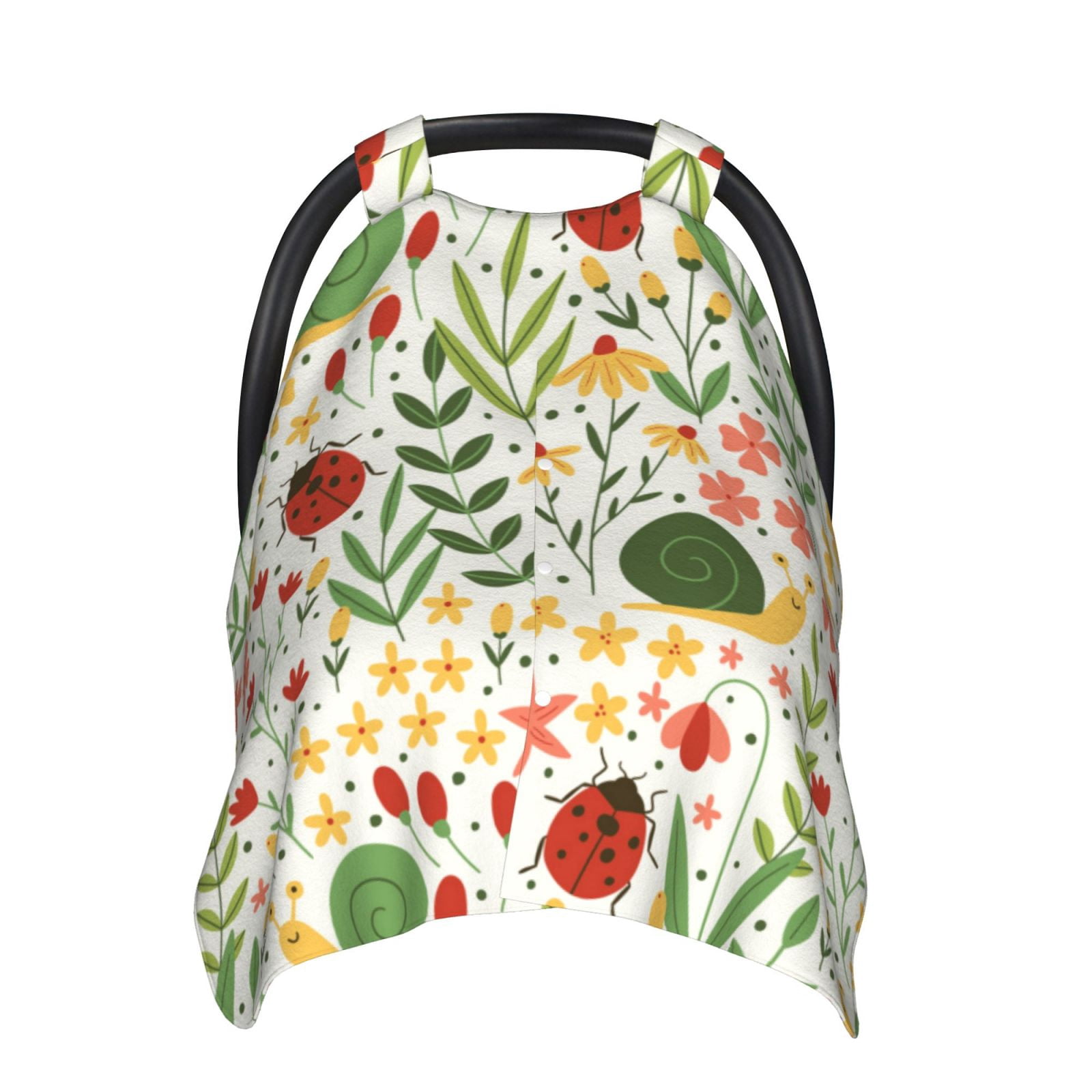 Car Seat Cover Baby - Ladybug And Wild Flowers Breathable Infant Car Seat Cover for Baby Carseat, Lightweight Comfort Baby Essentials Must Haves Newborn Stuff for Girl Boy