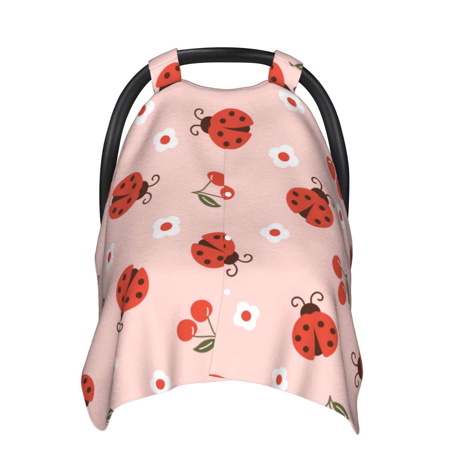 Car Seat Cover Baby - Ladybug With Flower Breathable Infant Car Seat Cover for Baby Carseat, Lightweight Comfort Baby Essentials Must Haves Newborn Stuff for Girl Boy