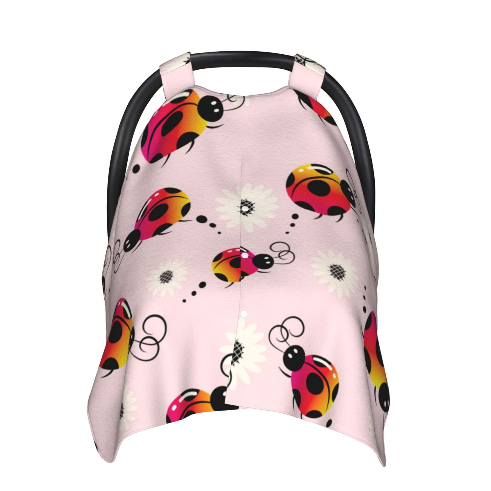 Car Seat Cover Baby - Ladybugs And Flower Breathable Infant Car Seat Cover for Baby Carseat, Lightweight Comfort Baby Essentials Must Haves Newborn Stuff for Girl Boy