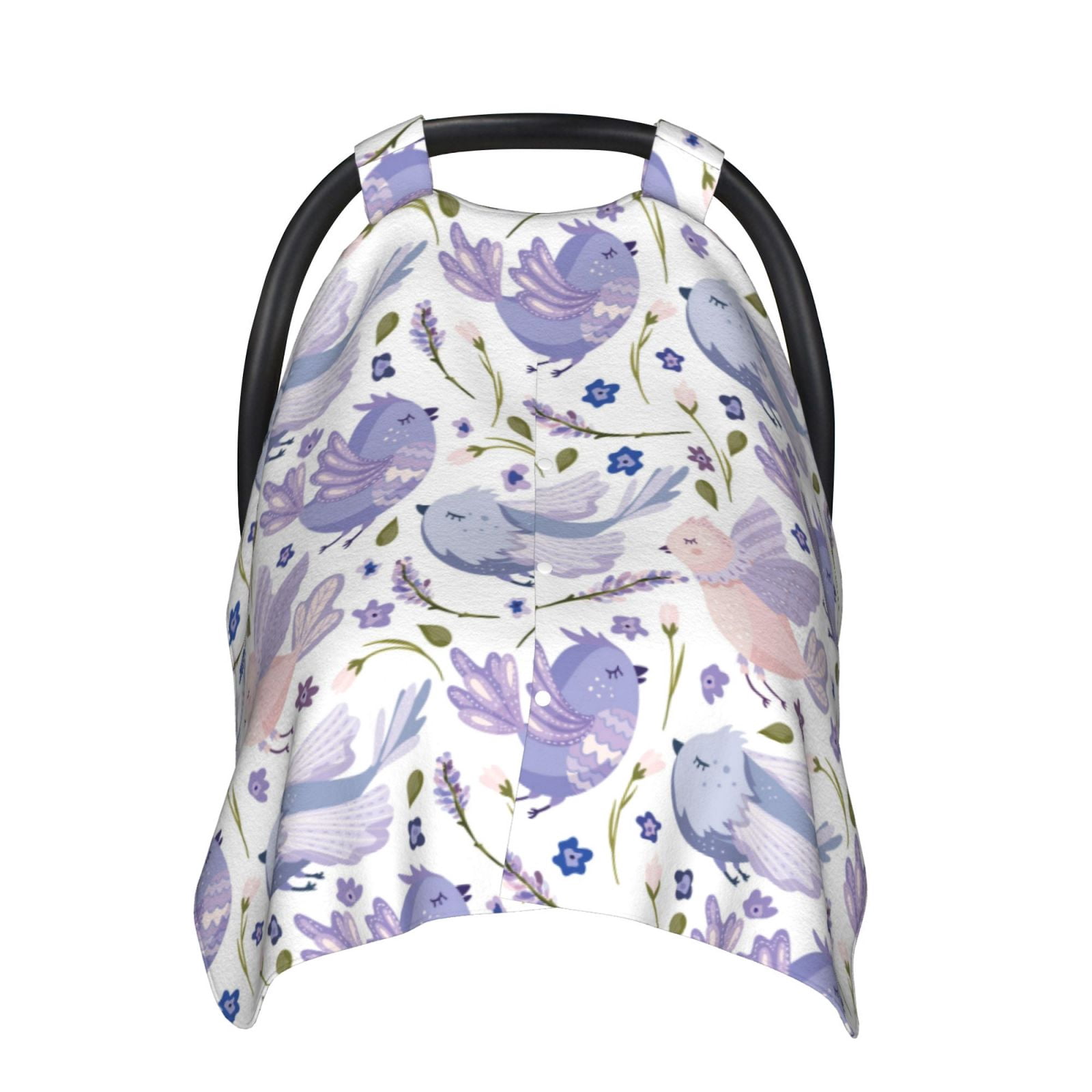 Car Seat Cover Baby - Lavender Flowers Bird Purple Breathable Infant Car Seat Cover for Baby Carseat, Lightweight Comfort Baby Essentials Must Haves Newborn Stuff for Girl Boy