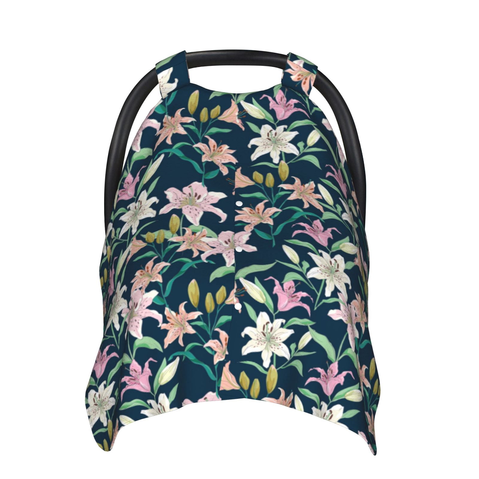 Car Seat Cover Baby - Lilies Flowers Gorgeous Pink Breathable Infant Car Seat Cover for Baby Carseat, Lightweight Comfort Baby Essentials Must Haves Newborn Stuff for Girl Boy