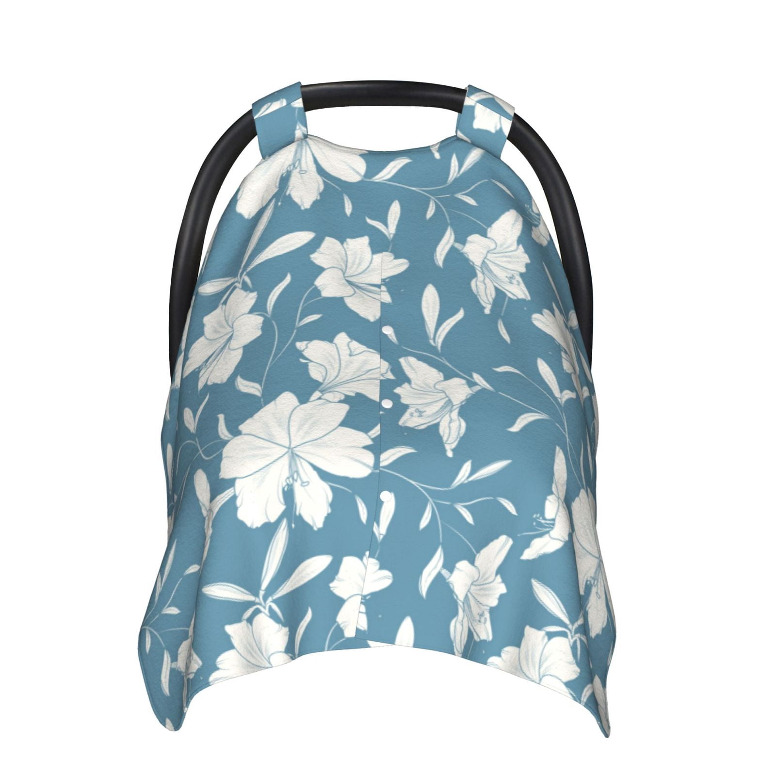 Car Seat Cover Baby - Lilies Flowers Light Blue Breathable Infant Car Seat Cover for Baby Carseat, Lightweight Comfort Baby Essentials Must Haves Newborn Stuff for Girl Boy