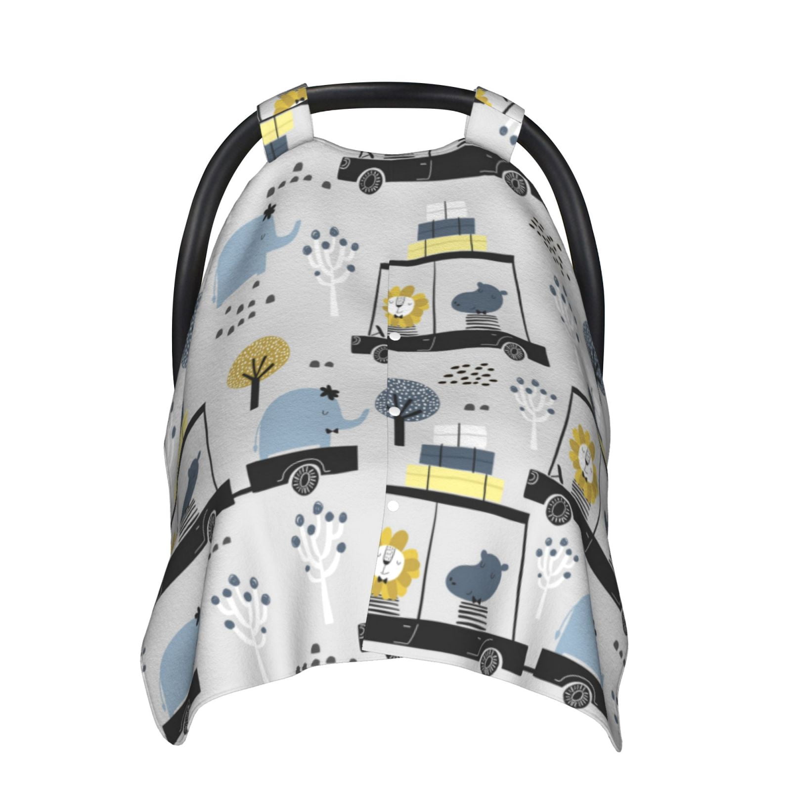 Car Seat Cover Baby - Lion Hippo Elephant On The Car Breathable Infant Car Seat Cover for Baby Carseat, Lightweight Comfort Baby Essentials Must Haves Newborn Stuff for Girl Boy