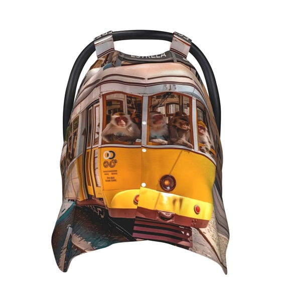 Car Seat Cover Baby - Modern Urban Monkey Breathable Infant Car Seat Cover for Baby Carseat, Lightweight Comfort Baby Essentials Must Haves Newborn Stuff for Girl Boy