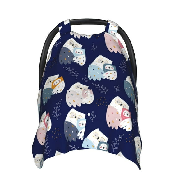 Car Seat Cover Baby - Mom And Baby Owls Breathable Infant Car Seat Cover for Baby Carseat, Lightweight Comfort Baby Essentials Must Haves Newborn Stuff for Girl Boy