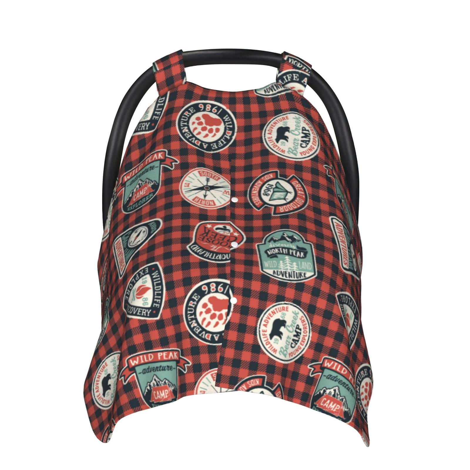 Car Seat Cover Baby - Mountain Adventure Badges Breathable Infant Car Seat Cover for Baby Carseat, Lightweight Comfort Baby Essentials Must Haves Newborn Stuff for Girl Boy