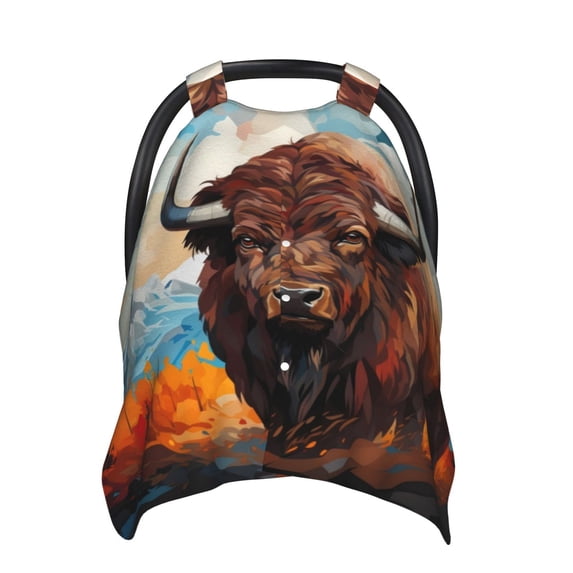 Car Seat Cover Baby - Oil Painting Style Iceberg Yak Breathable Infant Car Seat Cover for Baby Carseat, Lightweight Comfort Baby Essentials Must Haves Newborn Stuff for Girl Boy