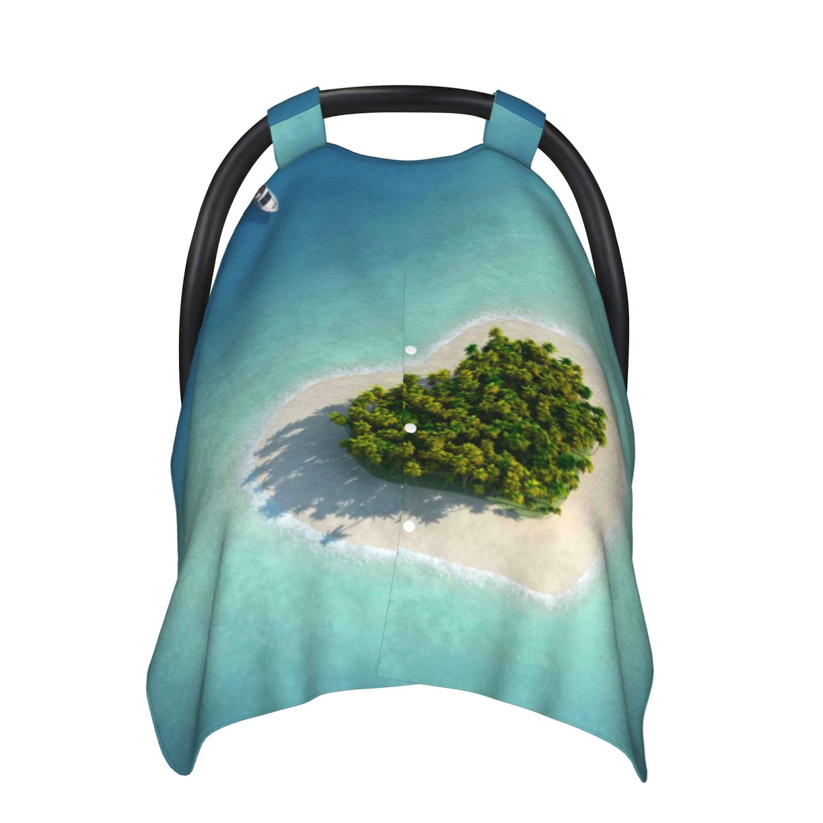 Car Seat Cover Baby - Paradise Island In The Form Of Heart Breathable Infant Car Seat Cover for Baby Carseat, Lightweight Comfort Baby Essentials Must Haves Newborn Stuff for Girl Boy