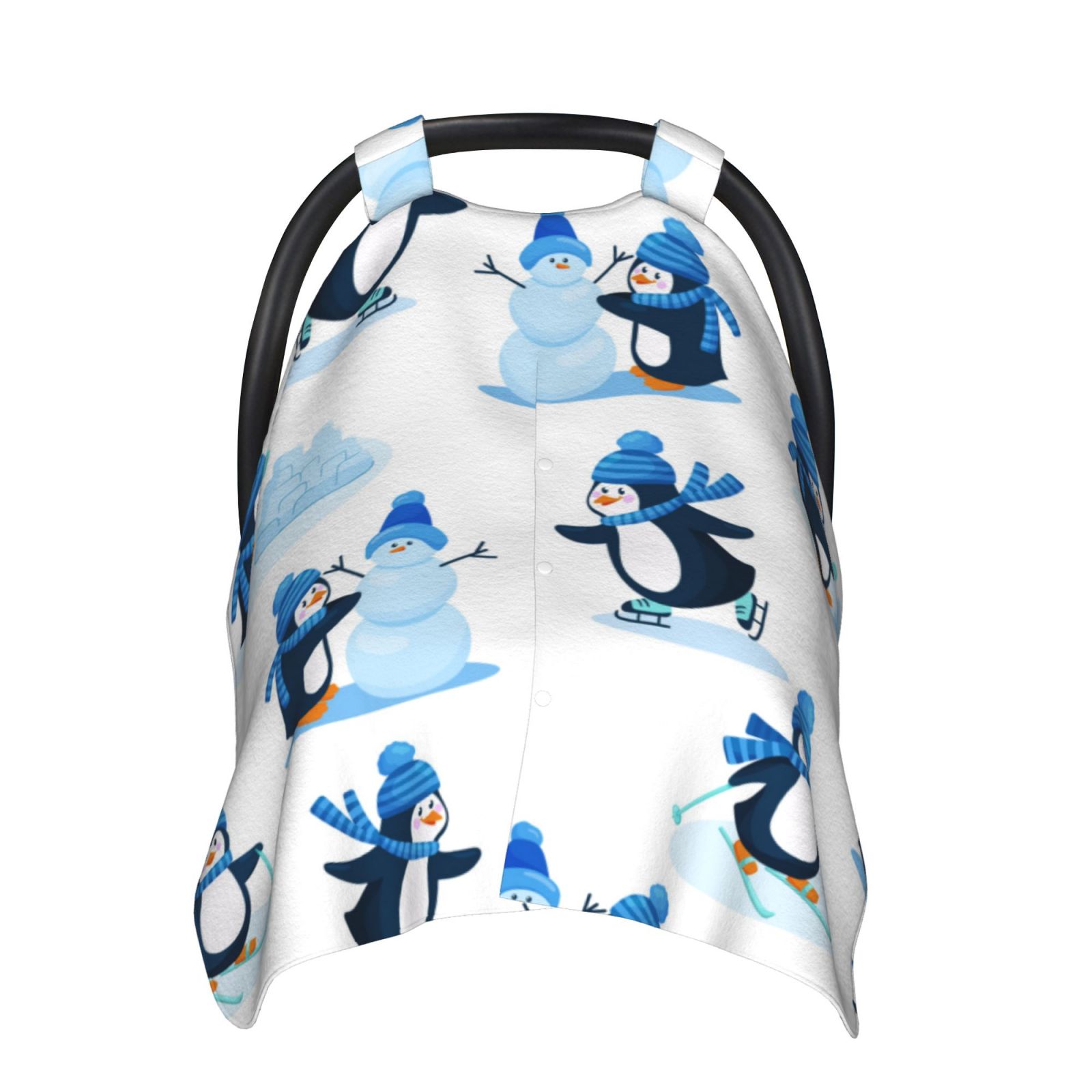 Car Seat Cover Baby - Penguin Winter Fun Breathable Infant Car Seat Cover for Baby Carseat, Lightweight Comfort Baby Essentials Must Haves Newborn Stuff for Girl Boy