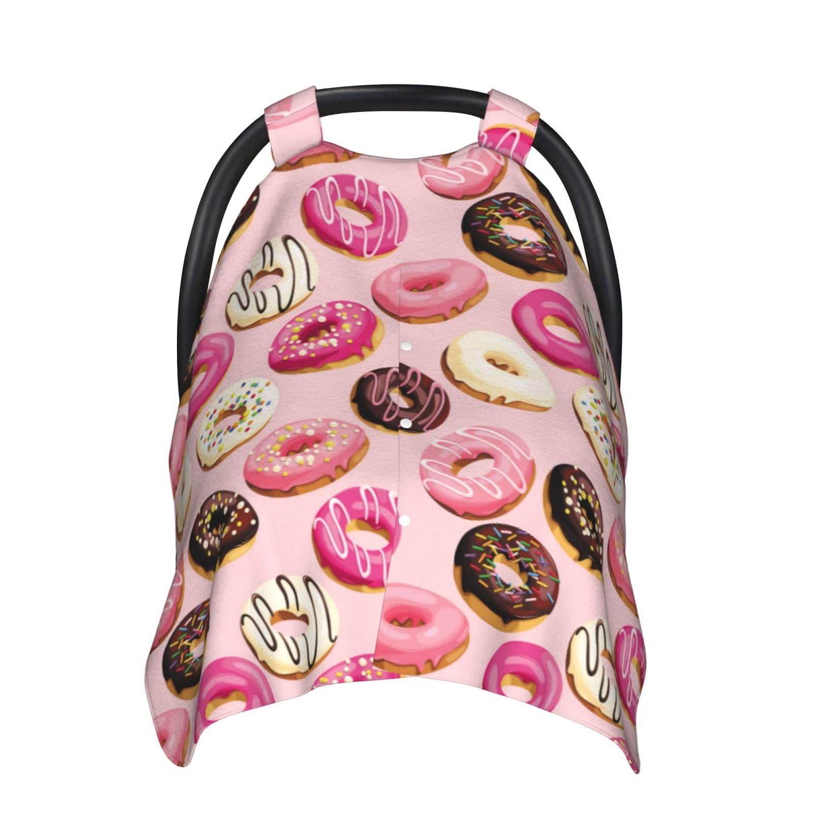 Car Seat Cover Baby - Pink Brown White Donut Print Breathable Infant Car Seat Cover for Baby Carseat, Lightweight Comfort Baby Essentials Must Haves Newborn Stuff for Girl Boy