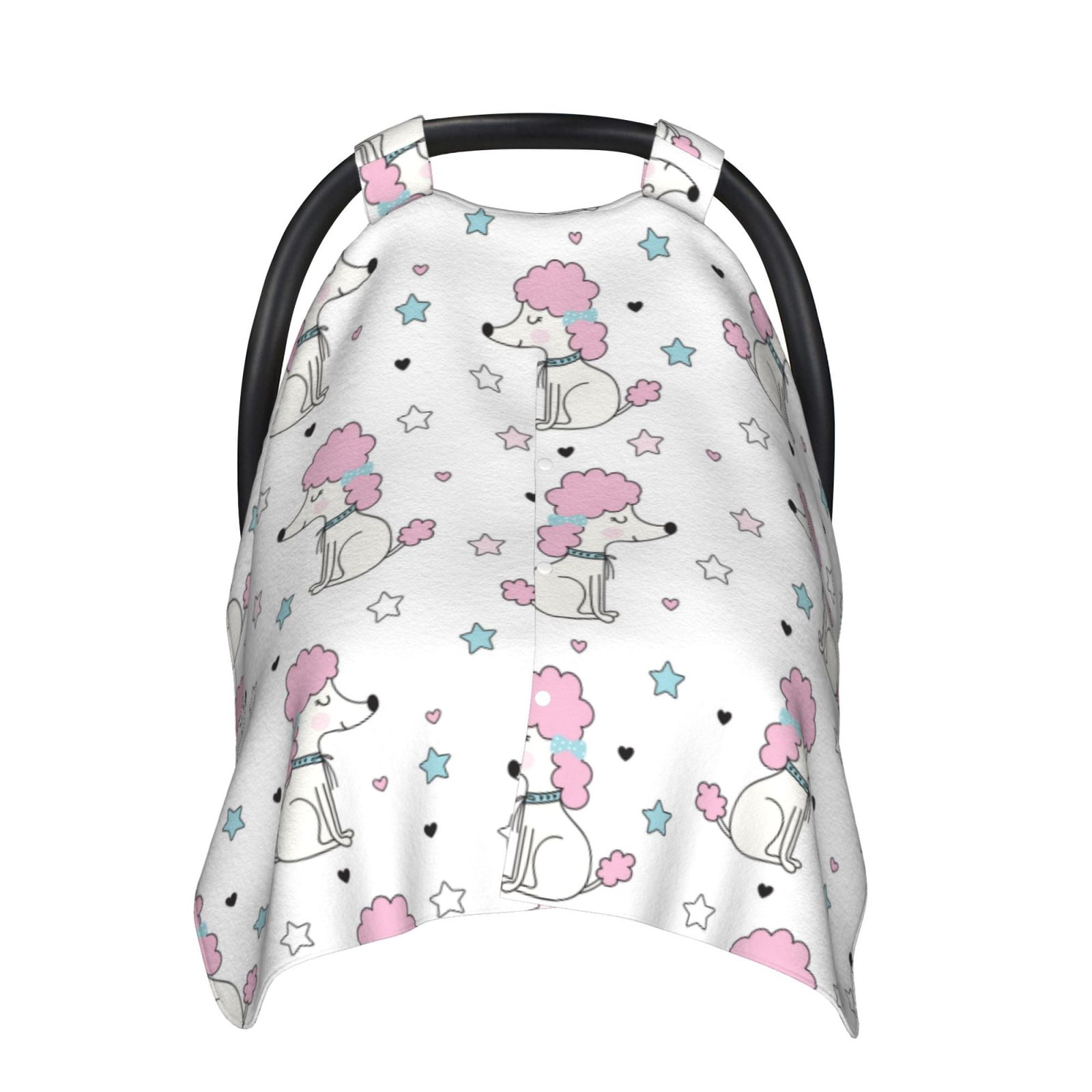 Car Seat Cover Baby - Pink Cute Poodle Dog Stars Breathable Infant Car Seat Cover for Baby Carseat, Lightweight Comfort Baby Essentials Must Haves Newborn Stuff for Girl Boy
