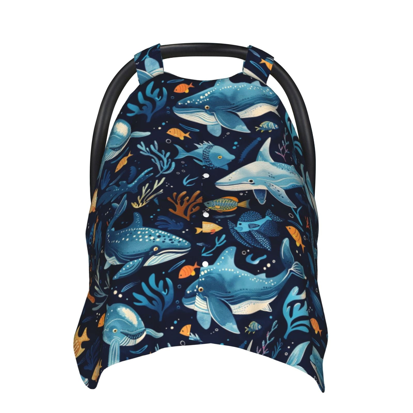 Car Seat Cover Baby - Playful Whales Underwater Scene Breathable Infant Car Seat Cover for Baby Carseat, Lightweight Comfort Baby Essentials Must Haves Newborn Stuff for Girl Boy