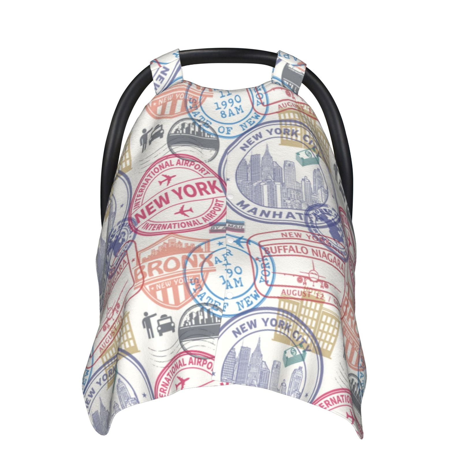 Car Seat Cover Baby - Postmark Pattern newyork Breathable Infant Car Seat Cover for Baby Carseat, Lightweight Comfort Baby Essentials Must Haves Newborn Stuff for Girl Boy