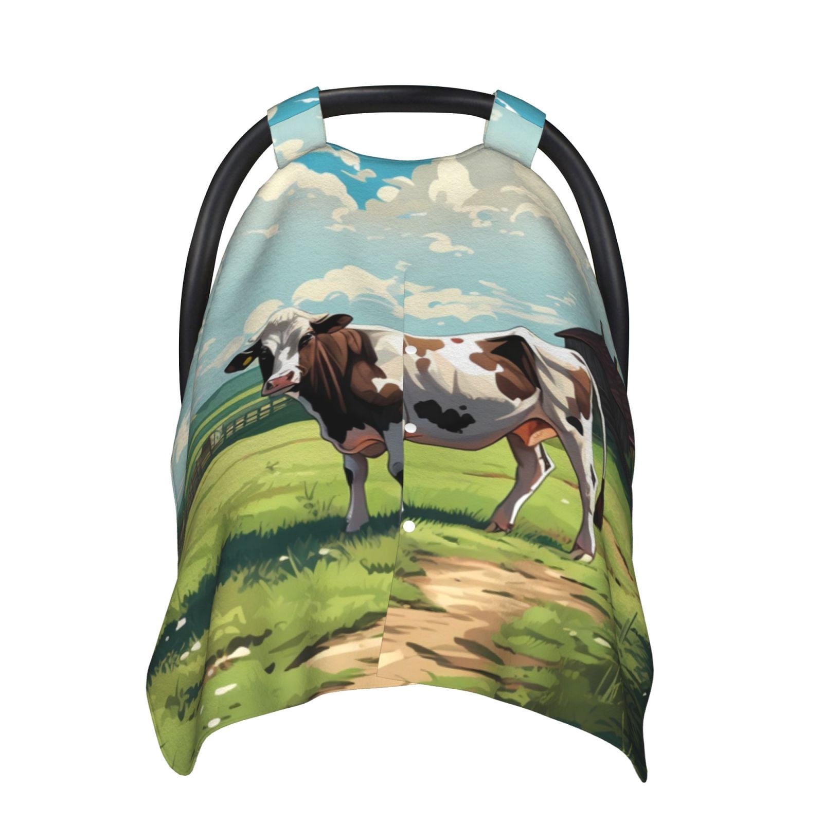 Car Seat Cover Baby - Prairie Pasture Cow Breathable Infant Car Seat Cover for Baby Carseat, Lightweight Comfort Baby Essentials Must Haves Newborn Stuff for Girl Boy