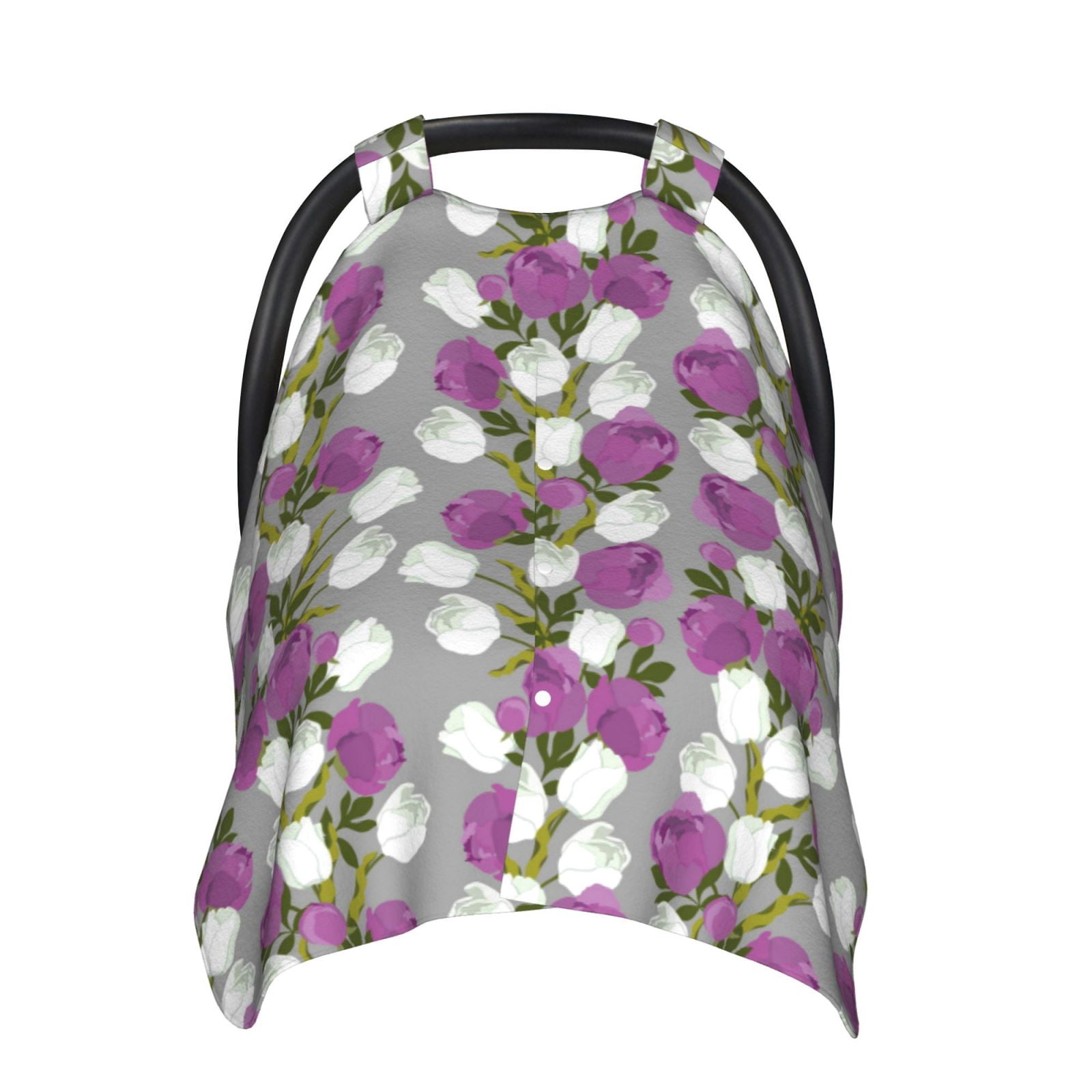 Car Seat Cover Baby - Purple White Rose Flowers Breathable Infant Car Seat Cover for Baby Carseat, Lightweight Comfort Baby Essentials Must Haves Newborn Stuff for Girl Boy