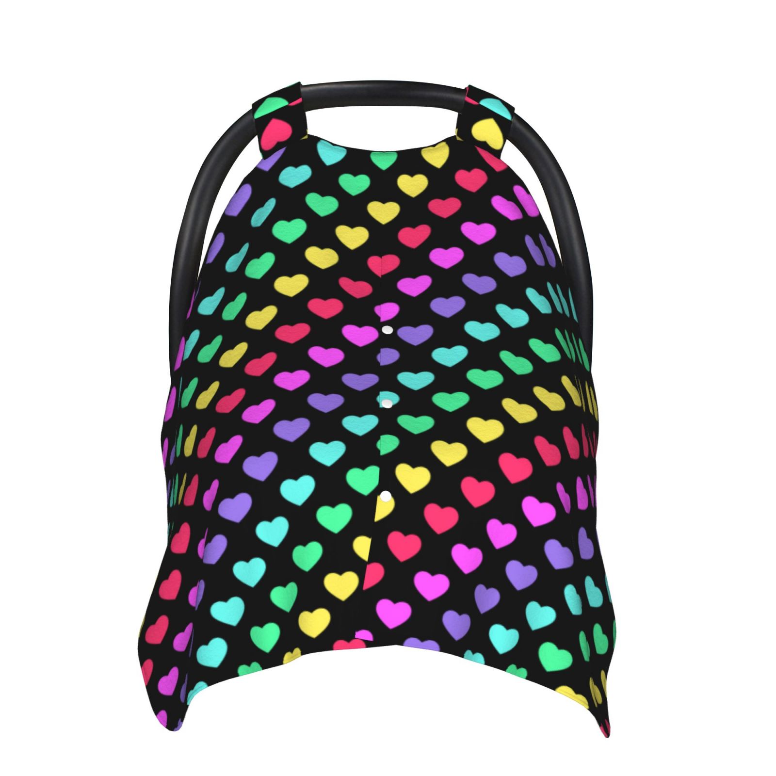 Car Seat Cover Baby - Rainbow Hearts Breathable Infant Car Seat Cover for Baby Carseat, Lightweight Comfort Baby Essentials Must Haves Newborn Stuff for Girl Boy