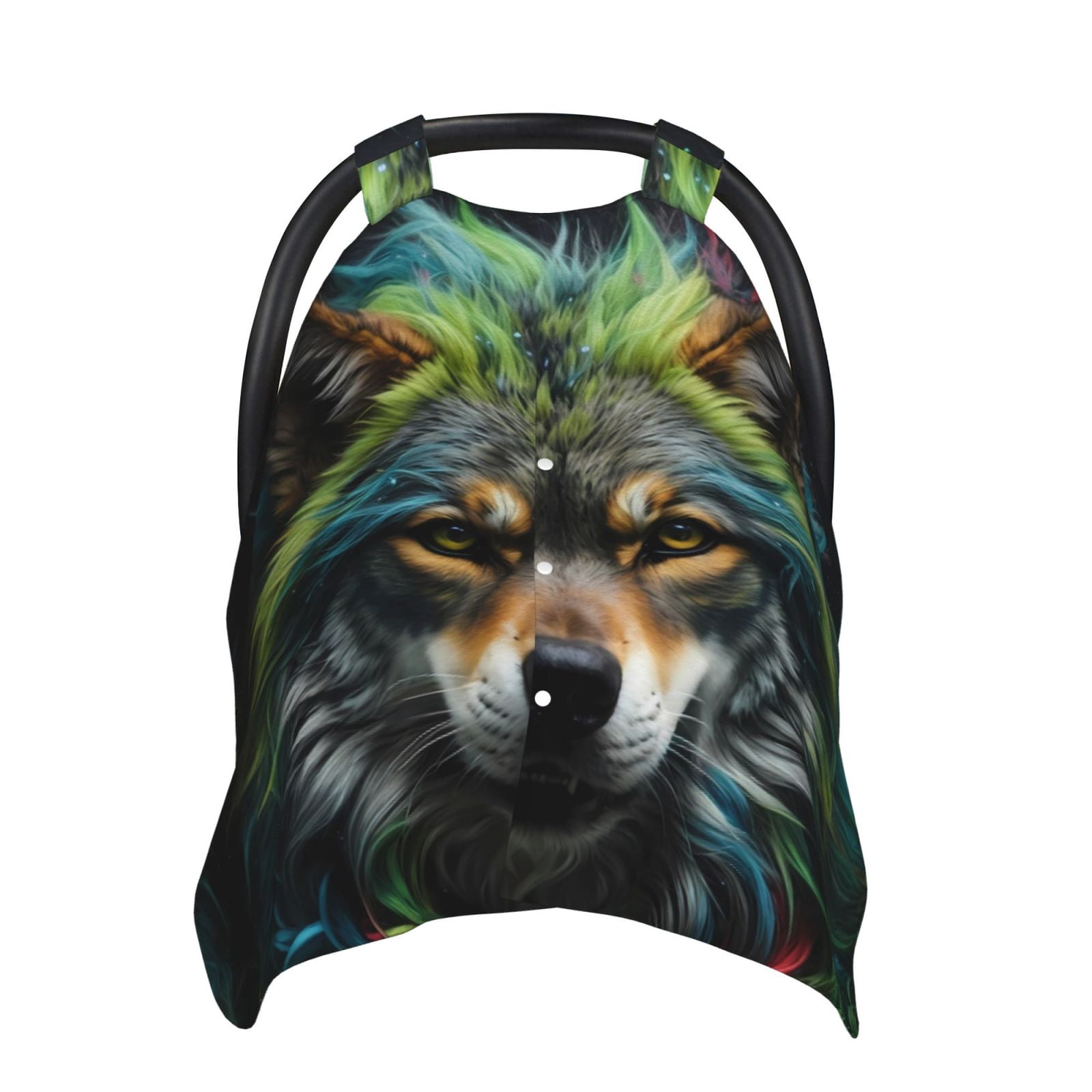Car Seat Cover Baby - Realistic Style Colorful Wolf Breathable Infant Car Seat Cover for Baby Carseat, Lightweight Comfort Baby Essentials Must Haves Newborn Stuff for Girl Boy