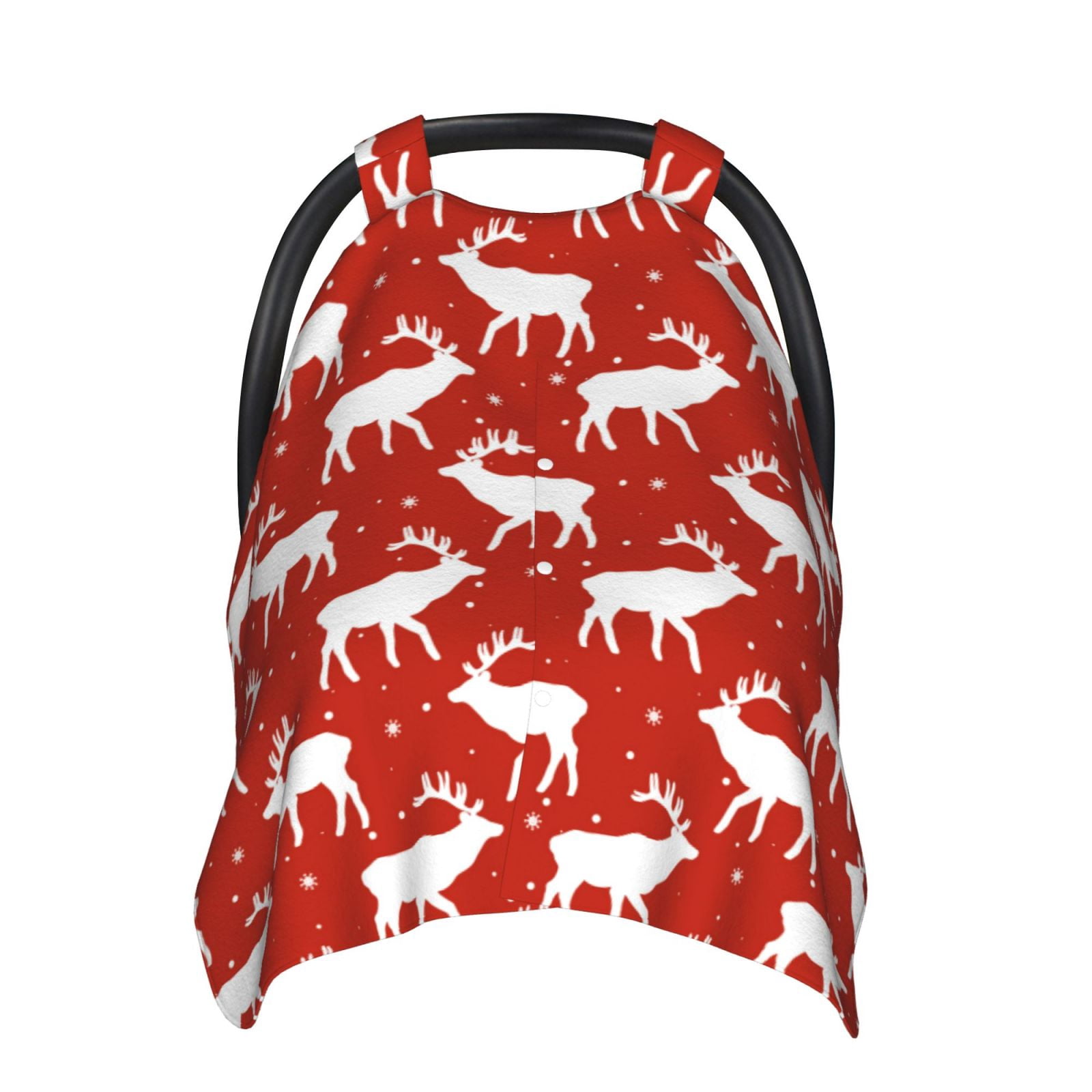 Car Seat Cover Baby - Red white deers moose winter Breathable Infant Car Seat Cover for Baby Carseat, Lightweight Comfort Baby Essentials Must Haves Newborn Stuff for Girl Boy