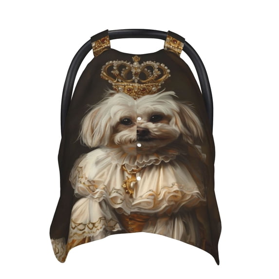 Car Seat Cover Baby - Regal Dog In Royal Attire Breathable Infant Car Seat Cover for Baby Carseat, Lightweight Comfort Baby Essentials Must Haves Newborn Stuff for Girl Boy