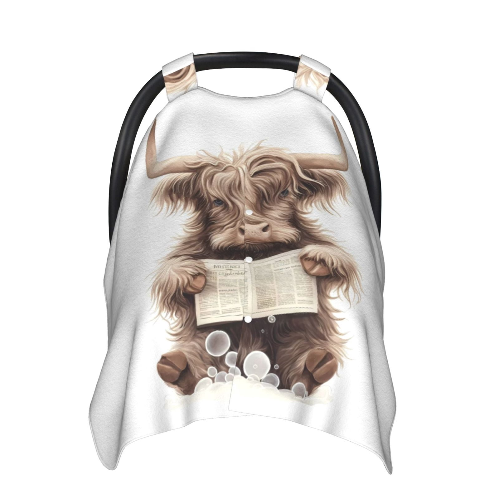 Car Seat Cover Baby - Relaxed Cute Cow Reading Breathable Infant Car Seat Cover for Baby Carseat, Lightweight Comfort Baby Essentials Must Haves Newborn Stuff for Girl Boy