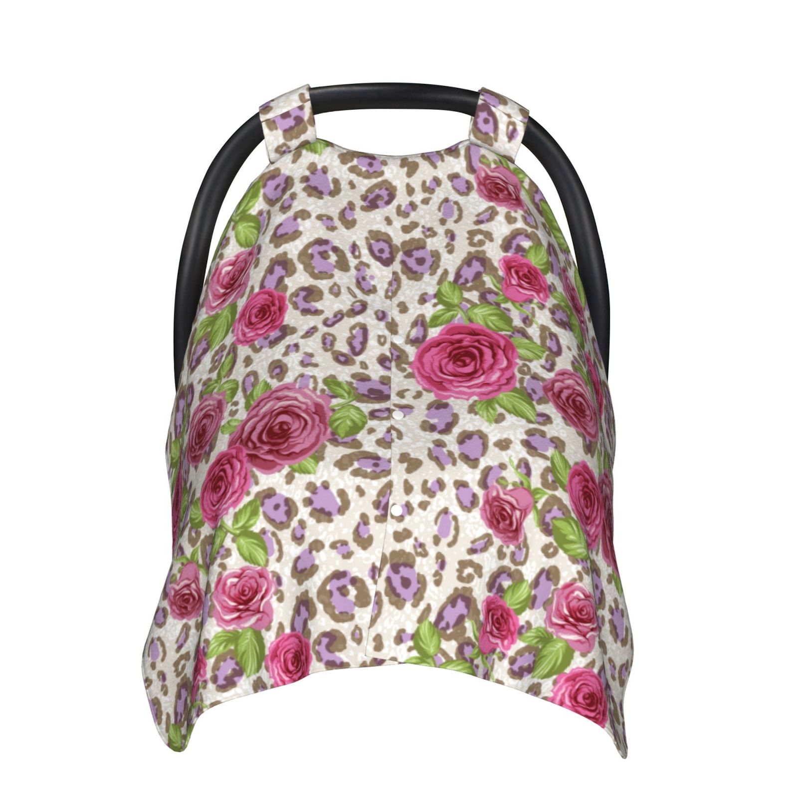 Car Seat Cover Baby - Rose Mix Leopard 4 Breathable Infant Car Seat Cover for Baby Carseat, Lightweight Comfort Baby Essentials Must Haves Newborn Stuff for Girl Boy