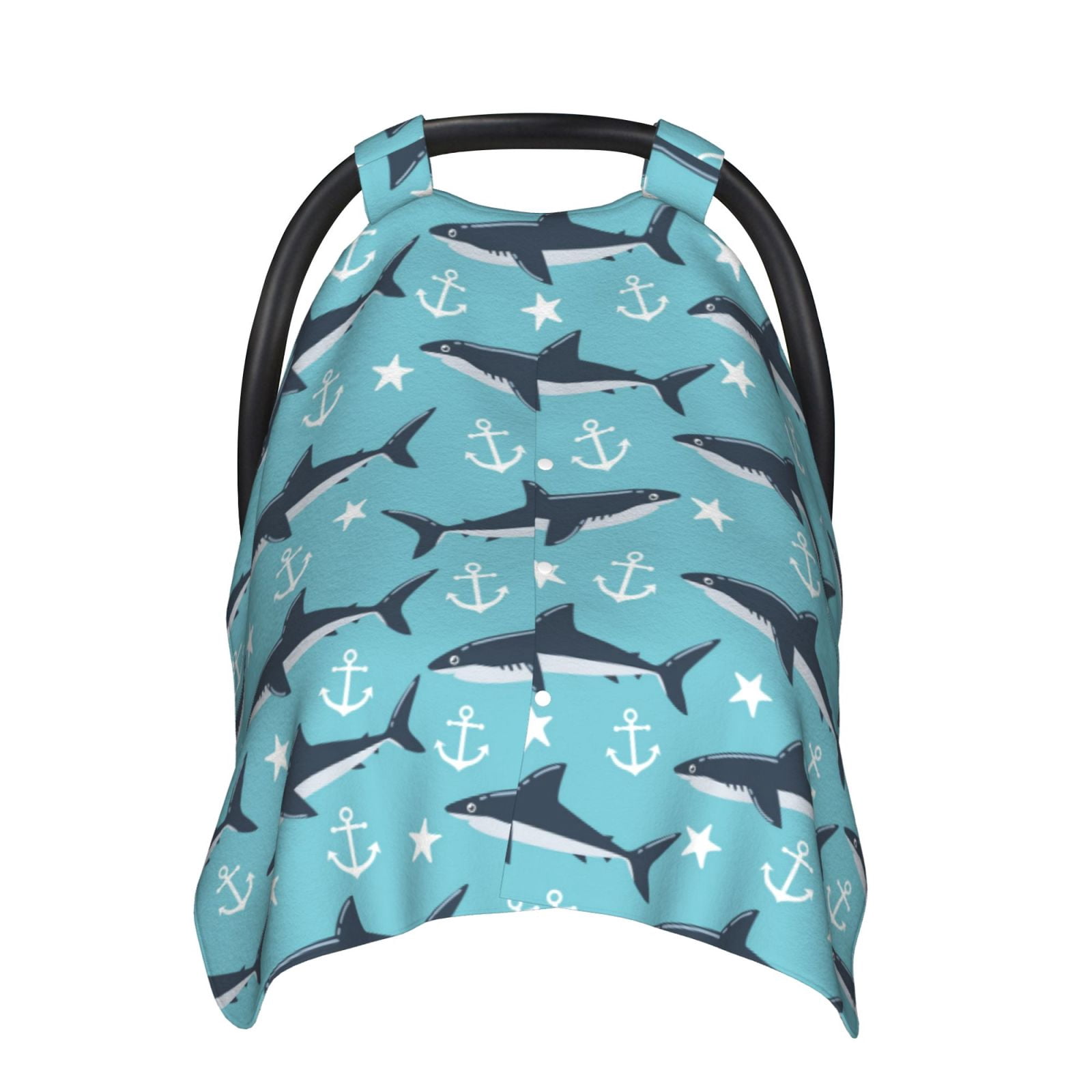 Car Seat Cover Baby - Shark star anchor blue cute Breathable Infant Car Seat Cover for Baby Carseat, Lightweight Comfort Baby Essentials Must Haves Newborn Stuff for Girl Boy