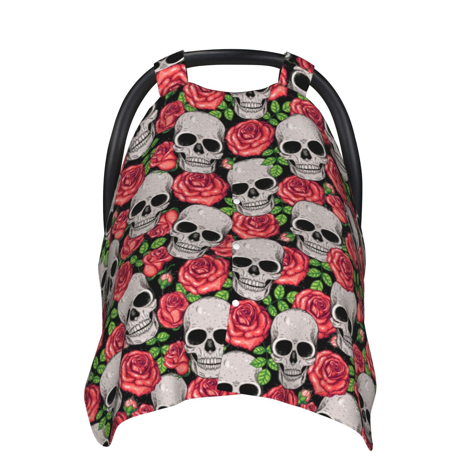 Car Seat Cover Baby - Skull and Roses Breathable Infant Car Seat Cover for Baby Carseat, Lightweight Comfort Baby Essentials Must Haves Newborn Stuff for Girl Boy