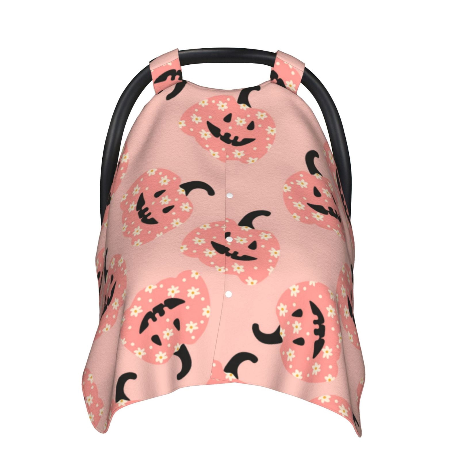 Car Seat Cover Baby - Smiling Pink Pumpkins Breathable Infant Car Seat Cover for Baby Carseat, Lightweight Comfort Baby Essentials Must Haves Newborn Stuff for Girl Boy