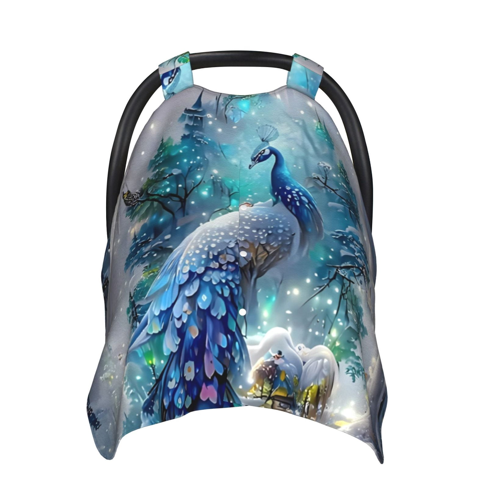 Car Seat Cover Baby - Snow Peacock Breathable Infant Car Seat Cover for Baby Carseat, Lightweight Comfort Baby Essentials Must Haves Newborn Stuff for Girl Boy