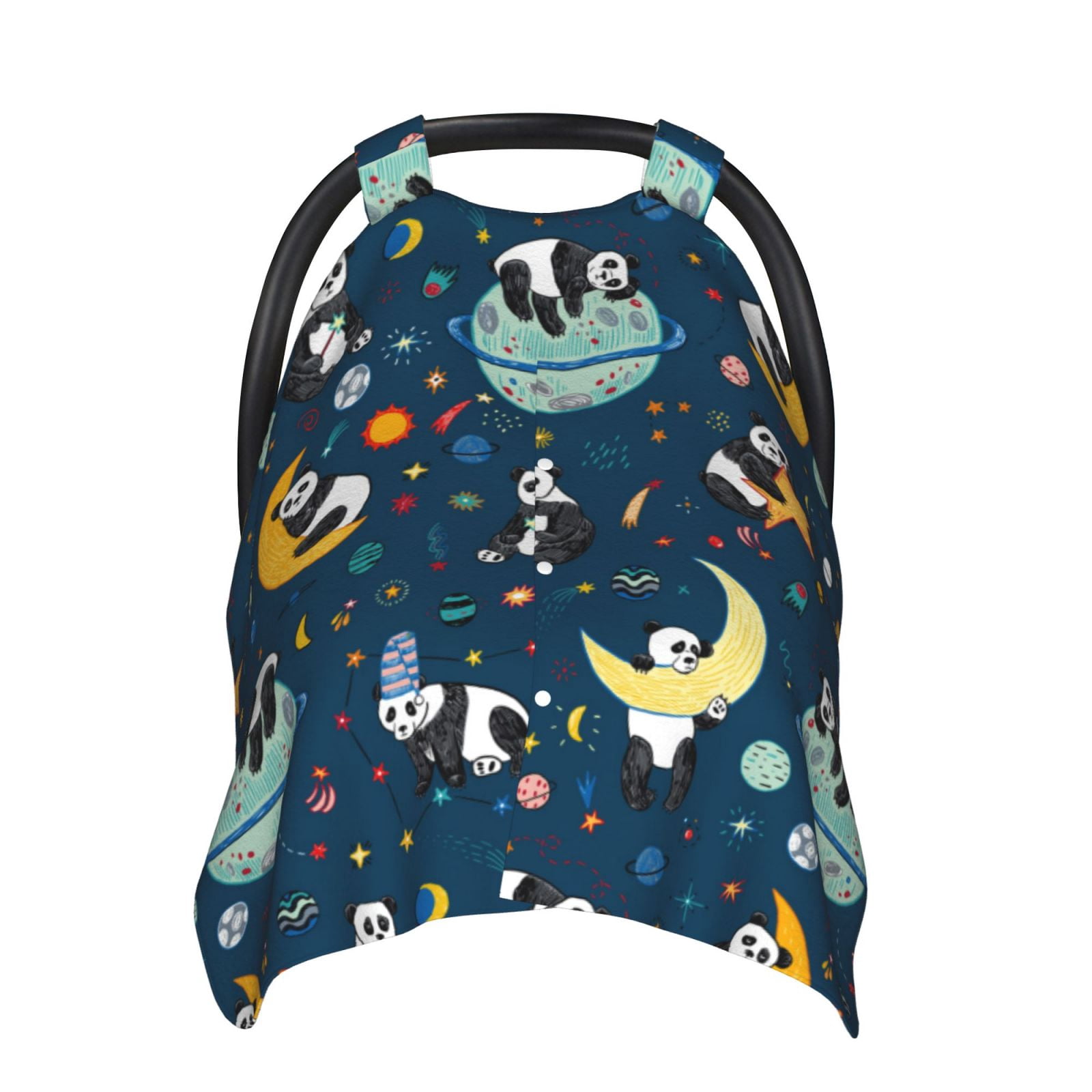 Car Seat Cover Baby - Space Sleeping Panda Breathable Infant Car Seat Cover for Baby Carseat, Lightweight Comfort Baby Essentials Must Haves Newborn Stuff for Girl Boy