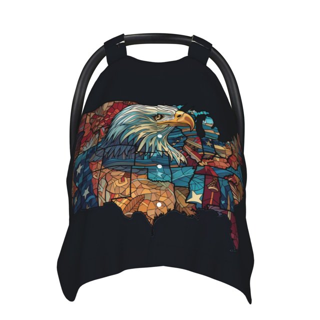 Car Seat Cover Baby, Stained Glass Eagle USA Baby Car Seat Cover for