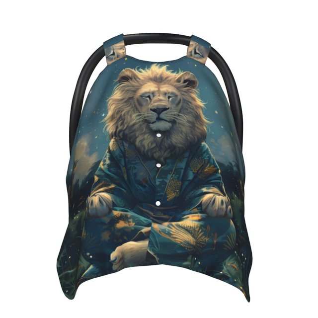Car Seat Cover Baby, Starry Sky Meditating Lion Baby Car Seat Cover for