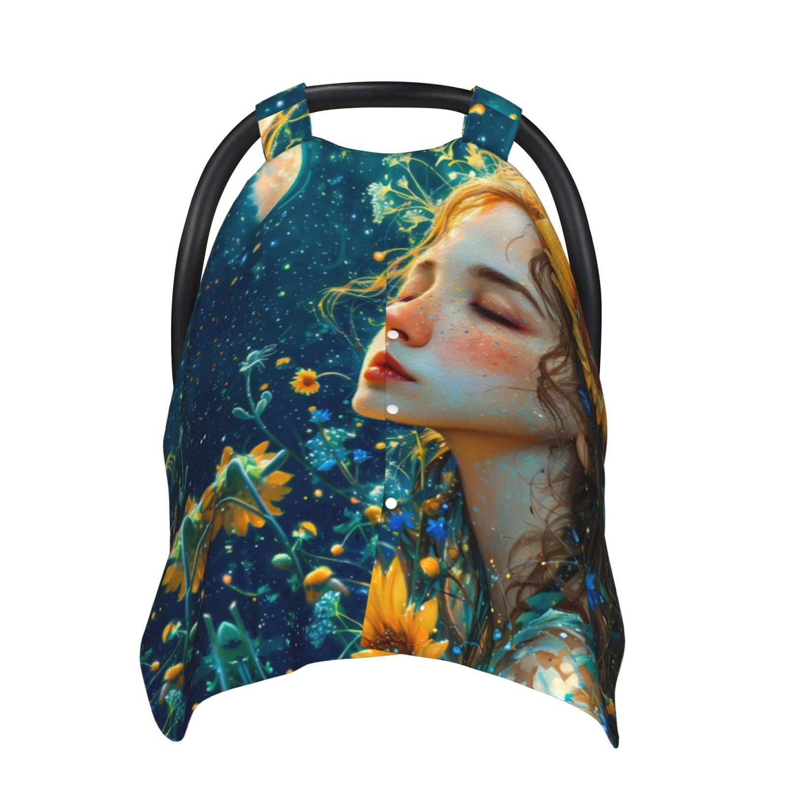 Car Seat Cover Baby - Starry Sky Sunflower Princess Breathable Infant Car Seat Cover for Baby Carseat, Lightweight Comfort Baby Essentials Must Haves Newborn Stuff for Girl Boy
