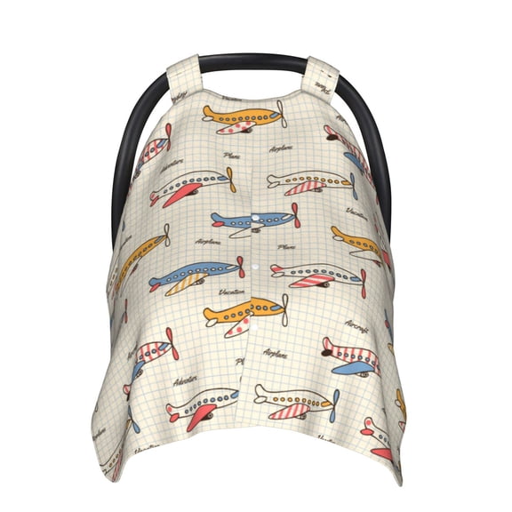 Car Seat Cover Baby - Striped Vintage Planes Breathable Infant Car Seat Cover for Baby Carseat, Lightweight Comfort Baby Essentials Must Haves Newborn Stuff for Girl Boy