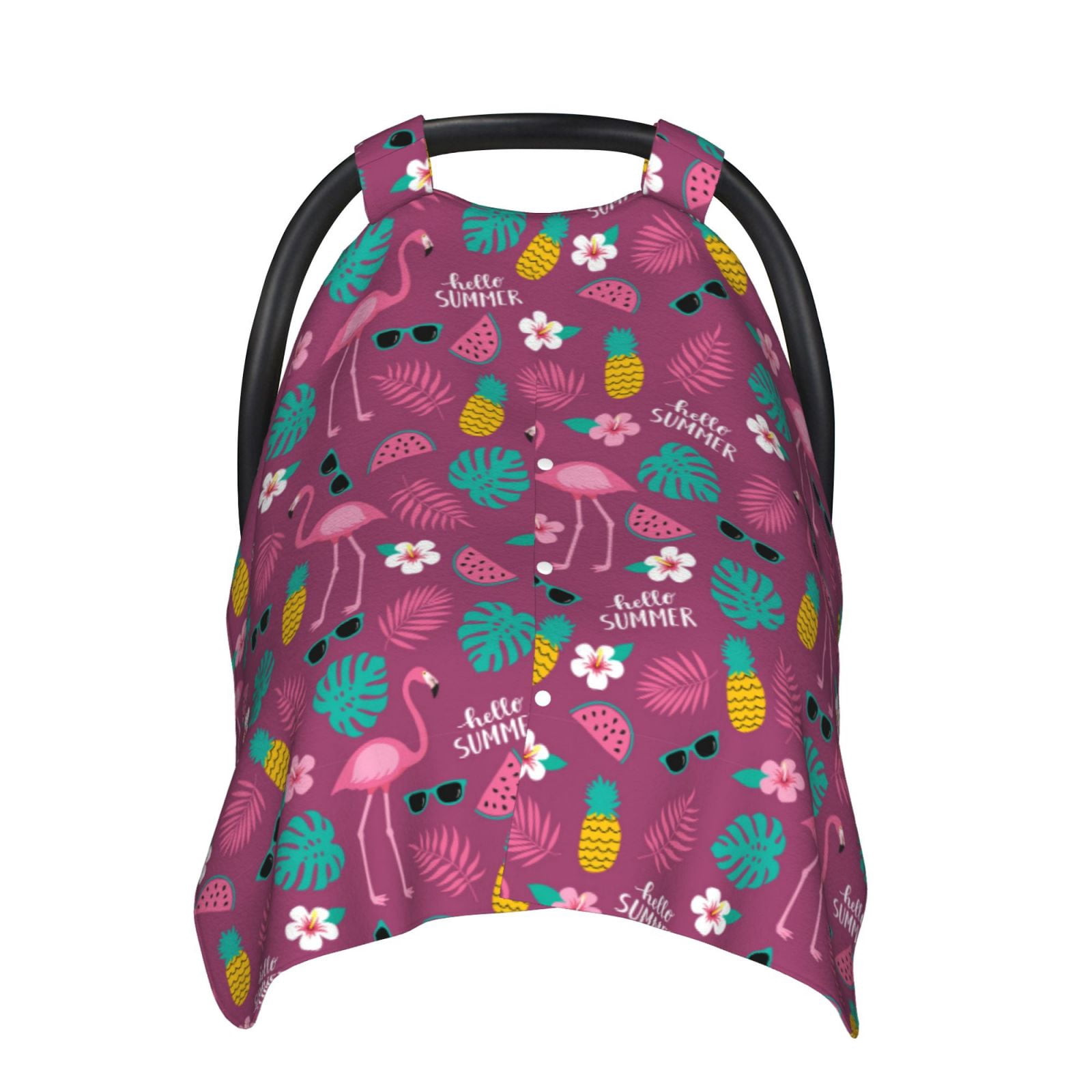 Car Seat Cover Baby - Summer Flamingo Breathable Infant Car Seat Cover for Baby Carseat, Lightweight Comfort Baby Essentials Must Haves Newborn Stuff for Girl Boy