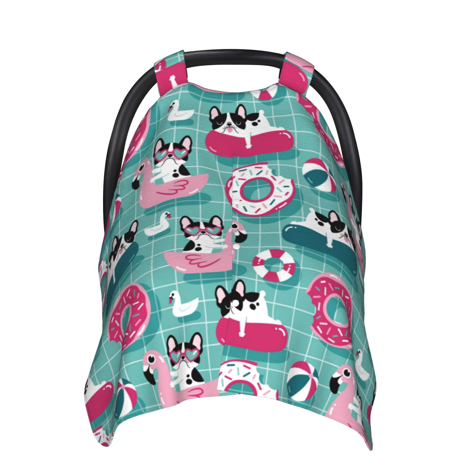 Car Seat Cover Baby - Swimming Bulldog Breathable Infant Car Seat Cover for Baby Carseat, Lightweight Comfort Baby Essentials Must Haves Newborn Stuff for Girl Boy