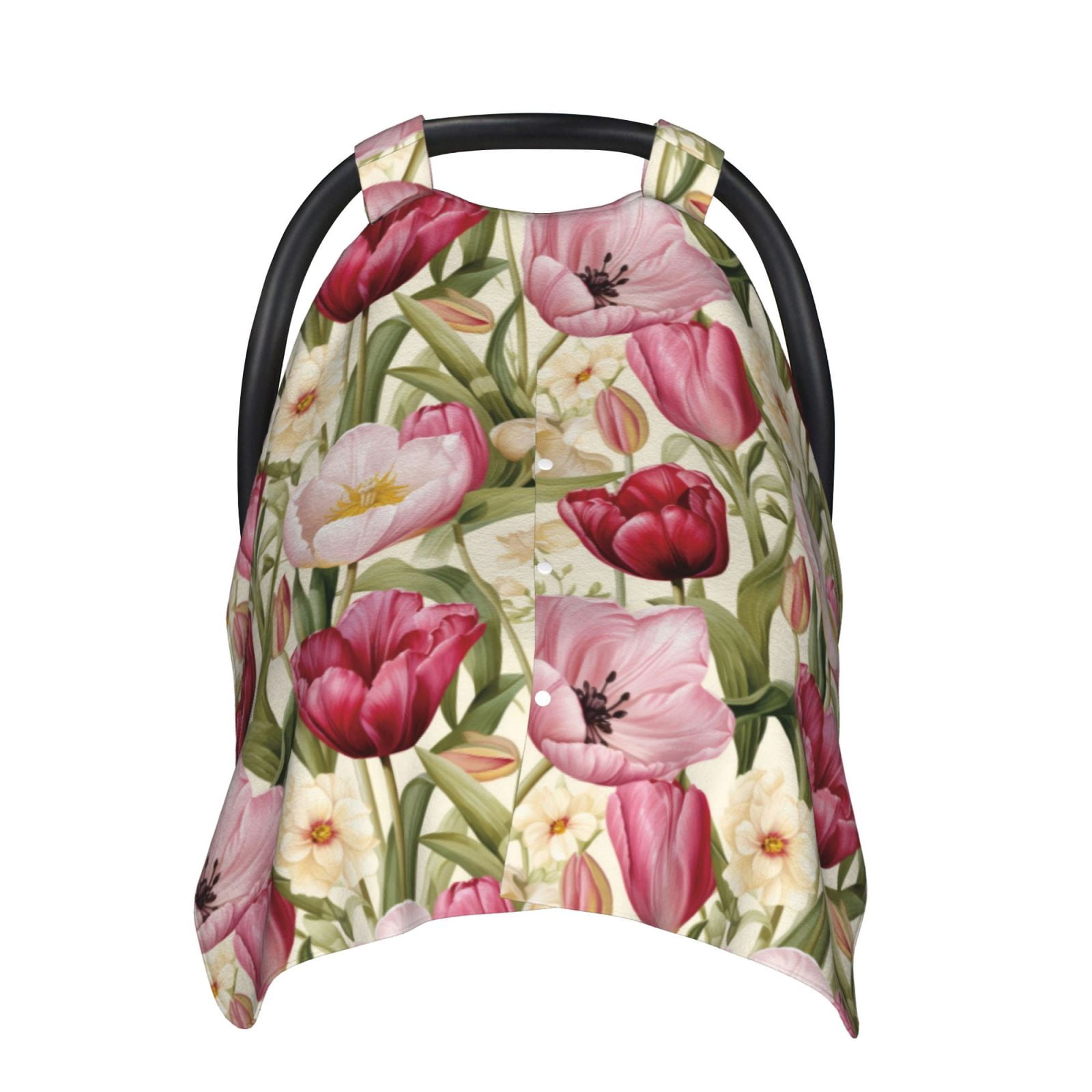 Car Seat Cover Baby - Tulips Flowers Light Pink Breathable Infant Car Seat Cover for Baby Carseat, Lightweight Comfort Baby Essentials Must Haves Newborn Stuff for Girl Boy