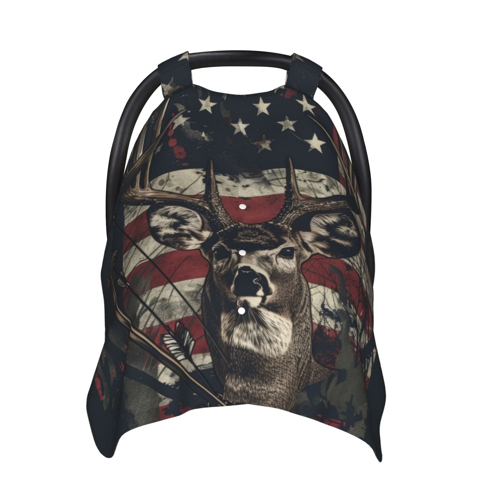 Car Seat Cover Baby - USA Flag Deer Art Breathable Infant Car Seat Cover for Baby Carseat, Lightweight Comfort Baby Essentials Must Haves Newborn Stuff for Girl Boy
