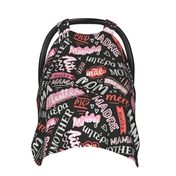 Car Seat Cover Baby, Various Languages Mother Baby Car Seat Cover for Baby Boys Girls Newborn , Infant Car Seat Canopy Cover Nursing Breastfeeding Cover Warm Blanket
