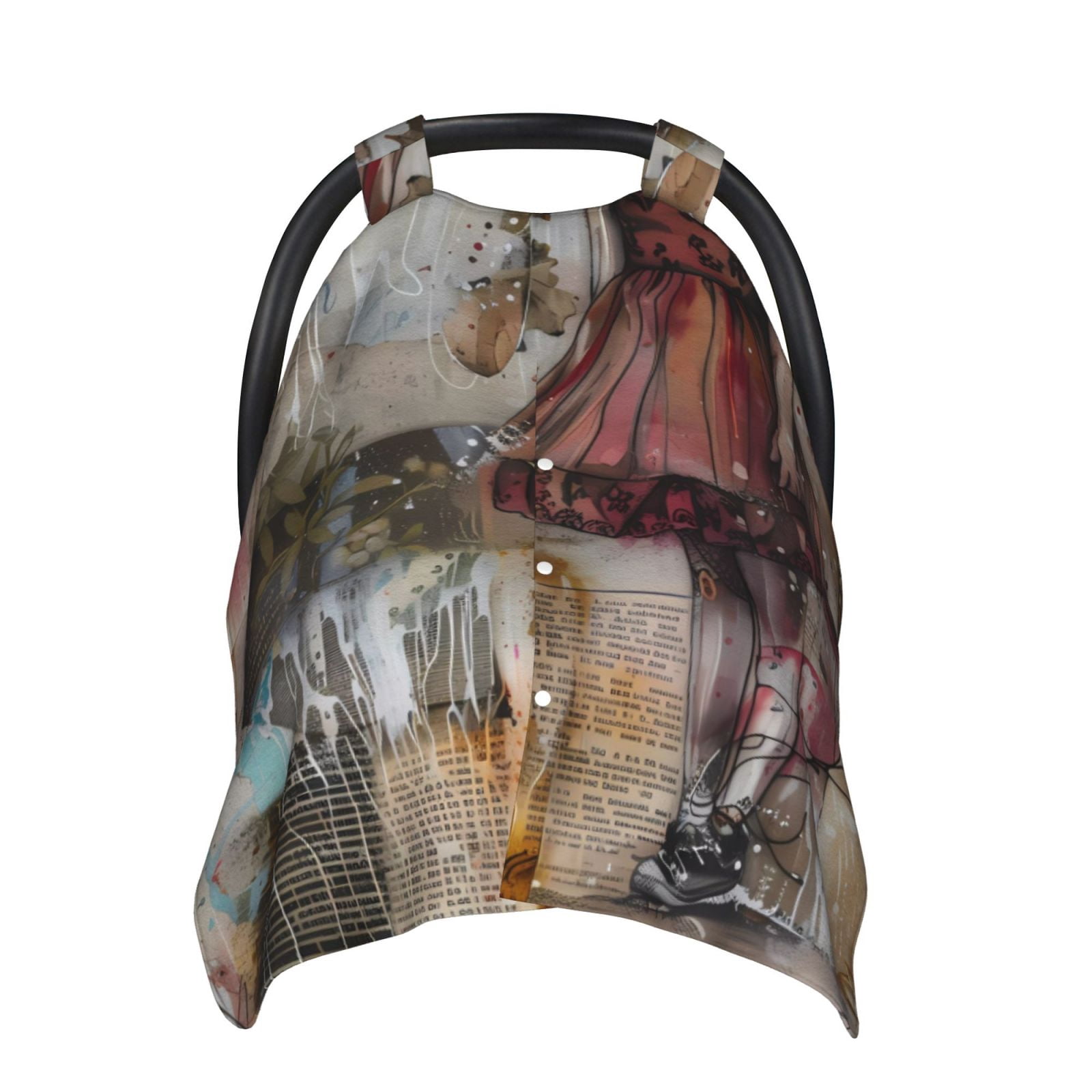 Car Seat Cover Baby - Vintage Collage Girl Butterfly Breathable Infant Car Seat Cover for Baby Carseat, Lightweight Comfort Baby Essentials Must Haves Newborn Stuff for Girl Boy